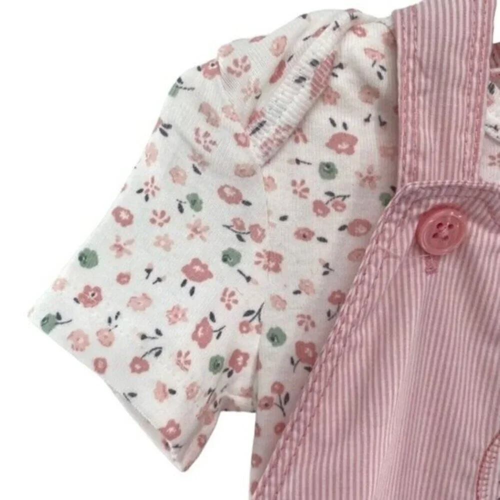 Carters Girls Pink Bunny Rabbit Overalls And Floral Top Set New